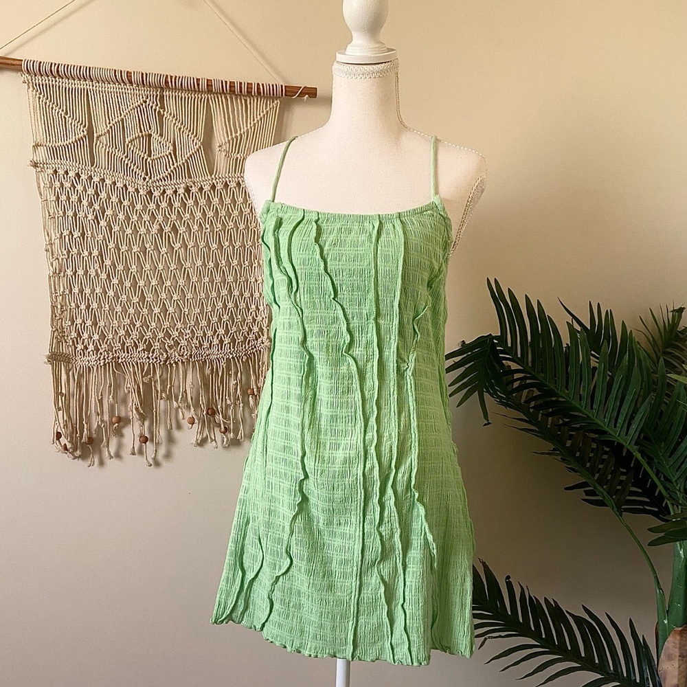 Free People “Throwing Shade” Mini Dress – Green Melona